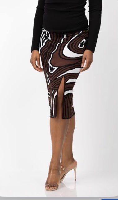 DIANE VON FURSTENBERG COISTY SKIRT IN FLOATING CURVE IVORY SIZE: L