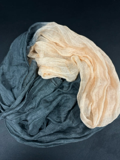EILEEN FISHER LINEN SILK BLEND TWO TONE CRINKLE SCARF