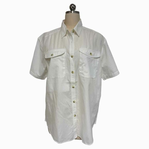 TRAVEL SMITH CLASSIC SHORT SLEEVE WHITE BUTTON DOWN SIZE L