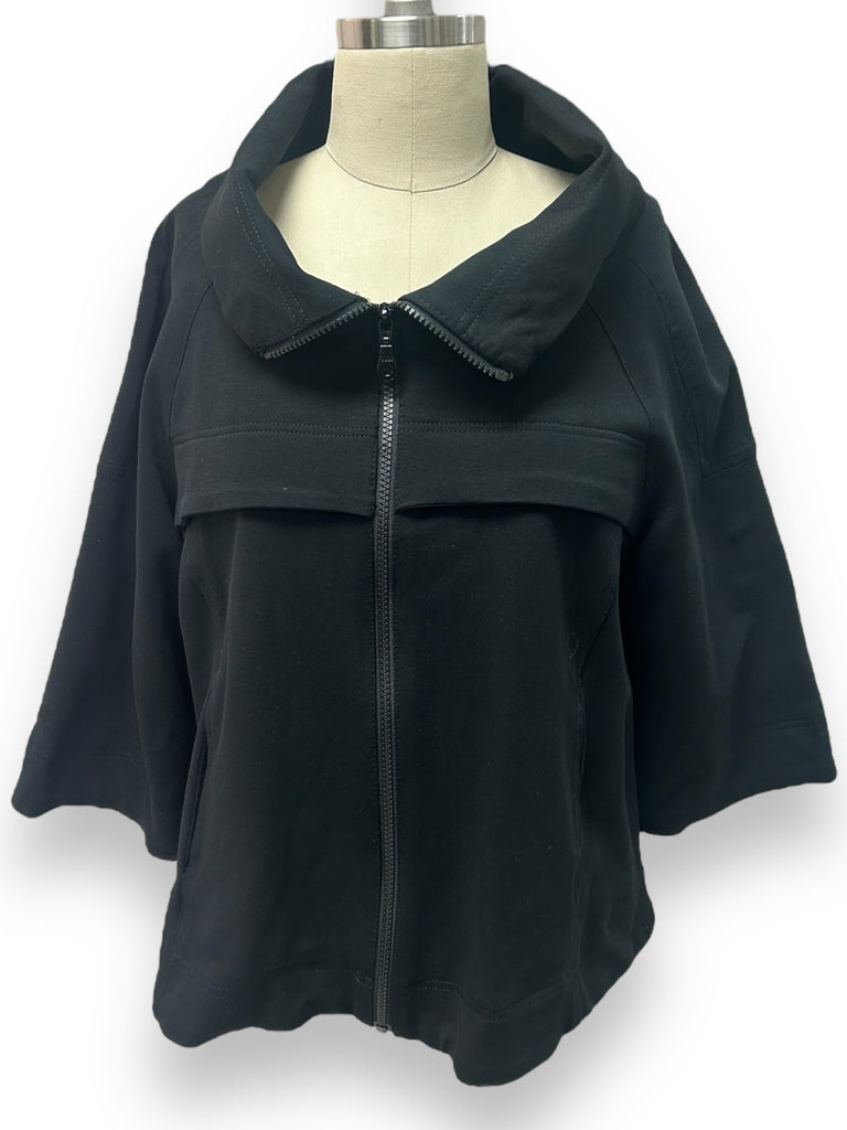 KOZAN BLACK  LAGENLOOK 3/4 SLEEVE CROP TOPPER JACKET SIZE M
