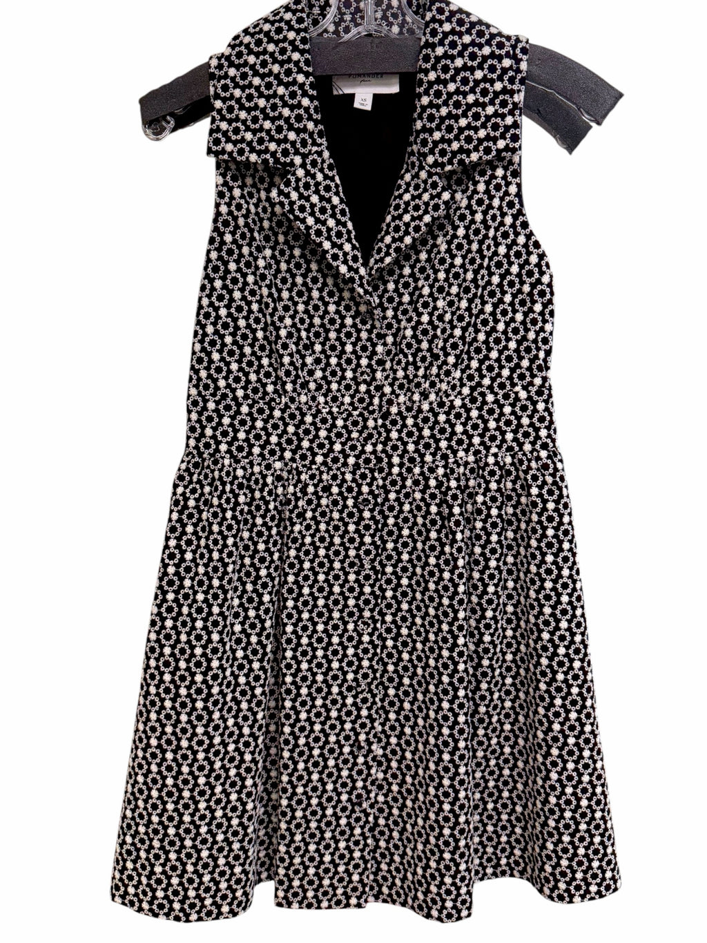 TUCKERNUCK POMANDER PLACE NOELLE EMBROIDERED BLACK WHITE TANK SHIRT DRESS  XS