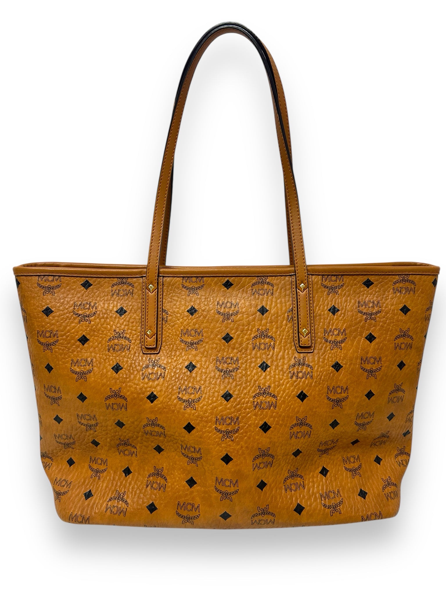 MCM ANYA MEDIUM ZIP TOP TOTE BROWN LEATHER LARGE
