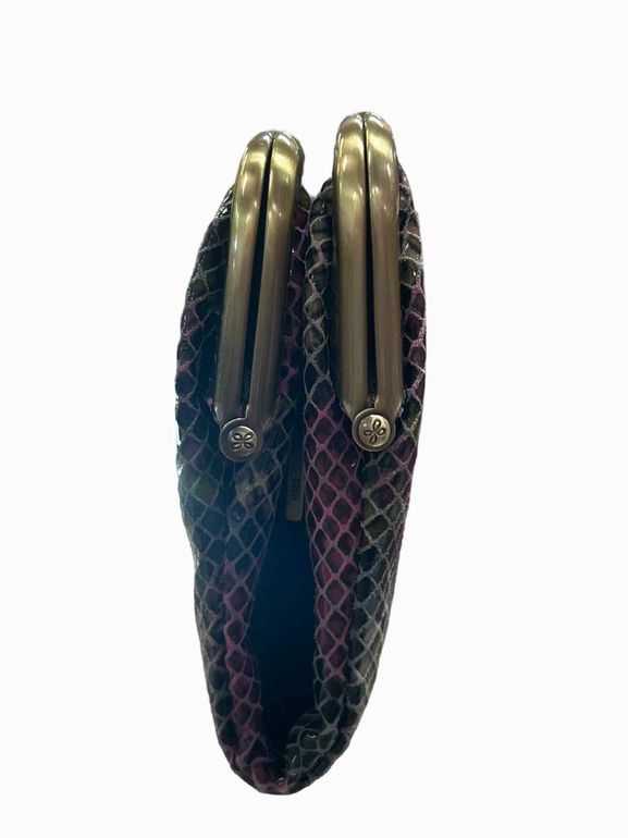 HOBO INTERNATIONAL LAUREN KISSLOCK WALLET CLUTCH POPPY SEED PRINT