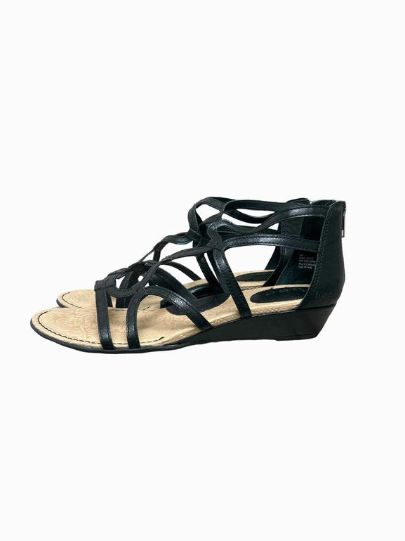 BOC NIB!  PAWEL STRAPPY KITTEN WEDGE SANDAL BLACK 10