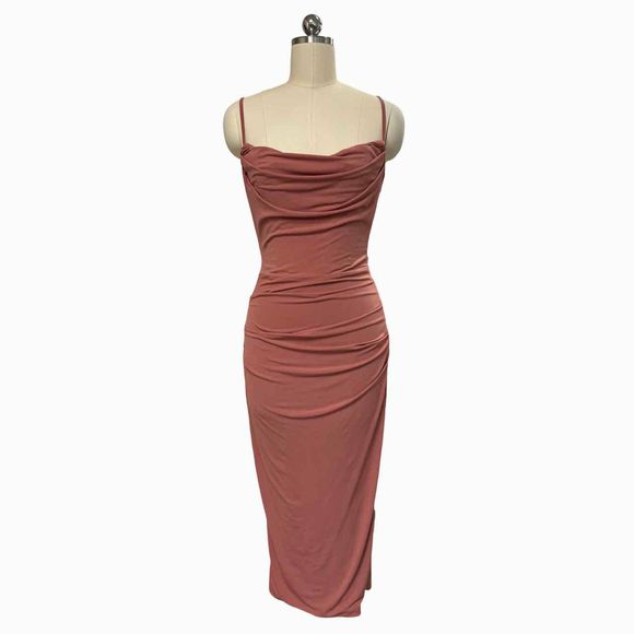 HOUSE OF CB LONDON MARCIELLA RUCHED DRAPED ROSE CORSET DRESS SIZE S