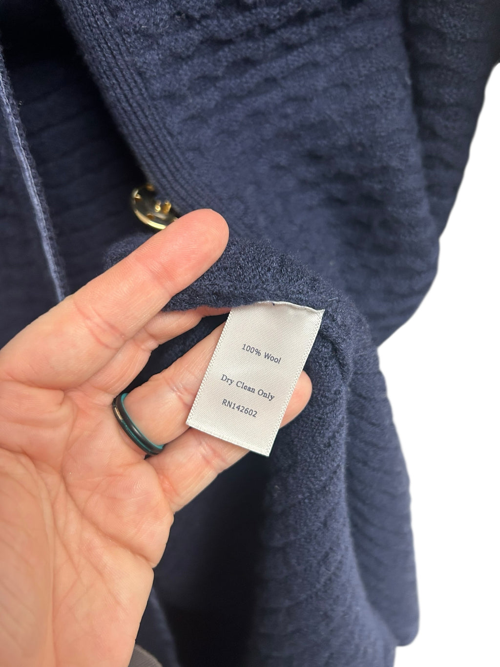 STS SAIL TO SABLE LIGHT NAVY WOOL HONEY COMB LONG CARDIGAN SIZE XXL