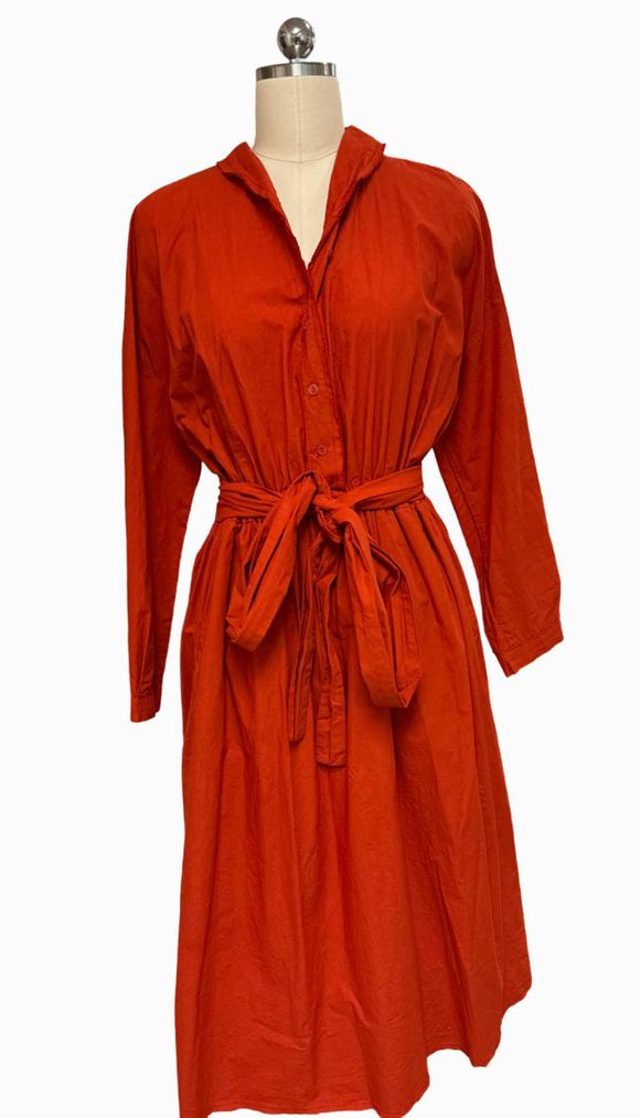 HANNOH WESSEL BELTED SHIRT BURNET ORANGE DRESS SIZE 36