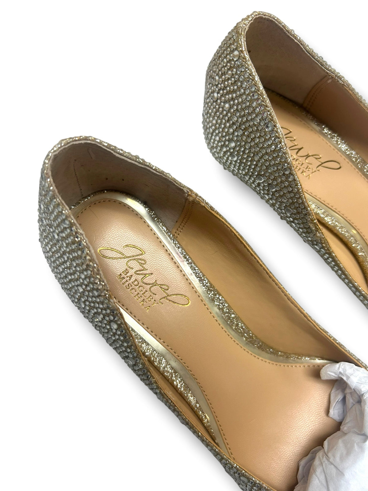 NEW IN BOX BADGLEY MISCHKA FRENCHIE RHINESTONE KITTEN HEEL SIZE 7.5 WIDE