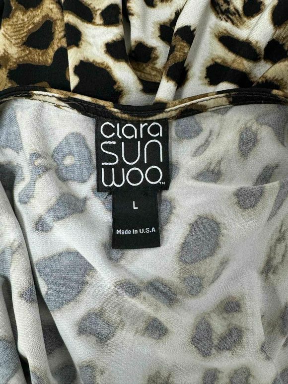 CLARA SUN WOO LEOPARD PRINT TIE WAIST CHEETAH TOP SIZE M