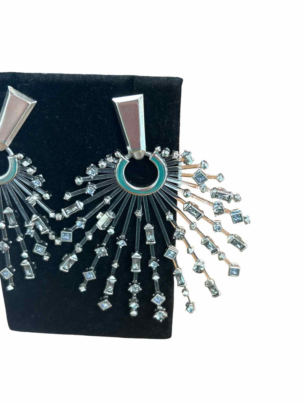 KENDRA SCOTT FABIA SUNBURST CRYSTAL RHODIUM STATEMENT EARRINGS