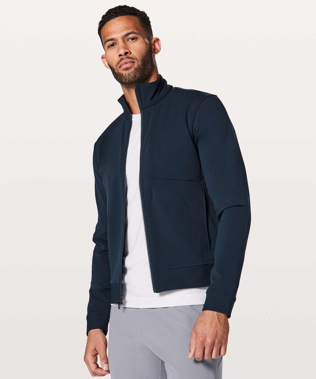 LULULEMON MEN'S FULL ZIP SOJOURN JACKET TRUE NAVY SIZE: M