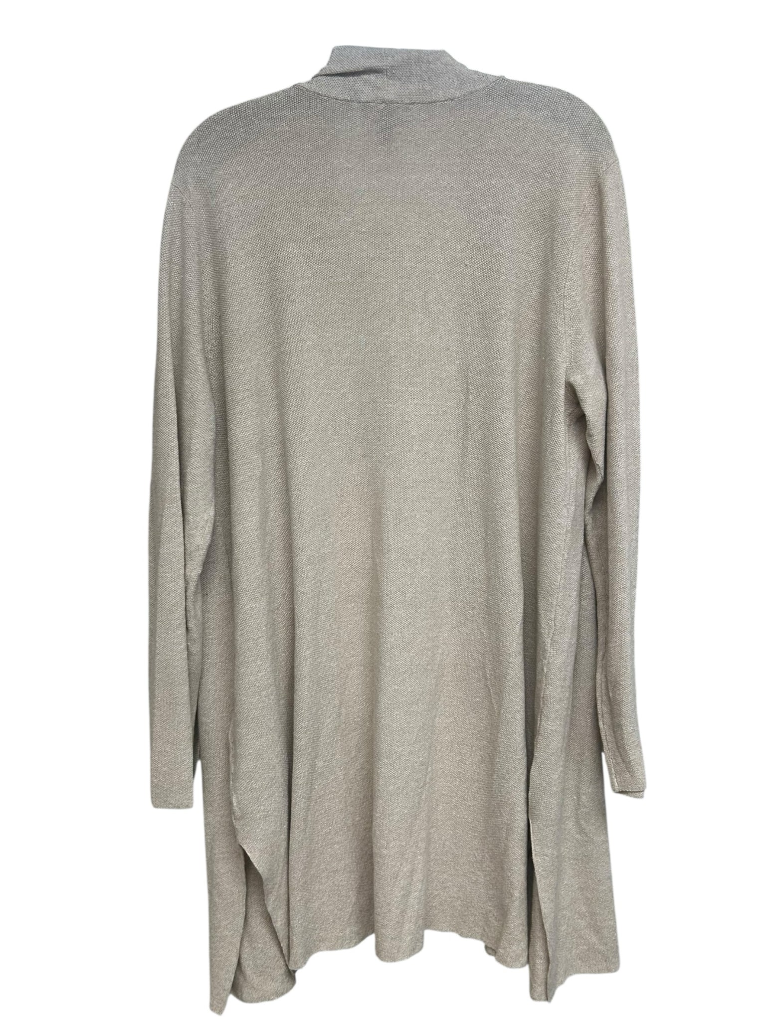 NWT EILEEN FISHER COTTON LINEN OPEN FRONT LONG LINE CARDIGAN SAND SIZE XL