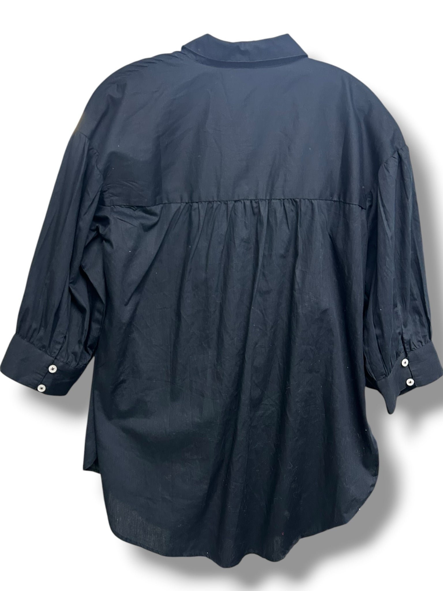 NWT ANTHROPOLOGIE MAEVE BLACK COTTON POPLIN BUTTON DOWN SIZE MEDIUM