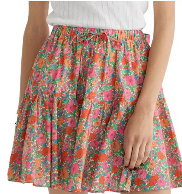 JCREW LIBERTY MEADOW SONG PINK TIERED MINI MULTI-COLOR SKIRT SIZE XXL