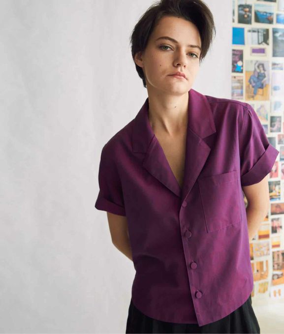 NAOMI NOMI SS STUDIO COTTON SHIRT IN POTION PURPLE SIZE: L
