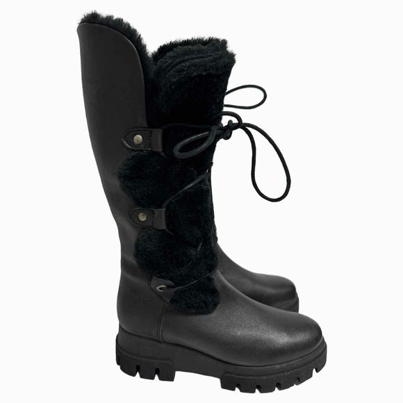 BOS & CO NWOB! CABAL WATERPROOF BLACK LEATHER TALL BLACK BOOT SIZE 38