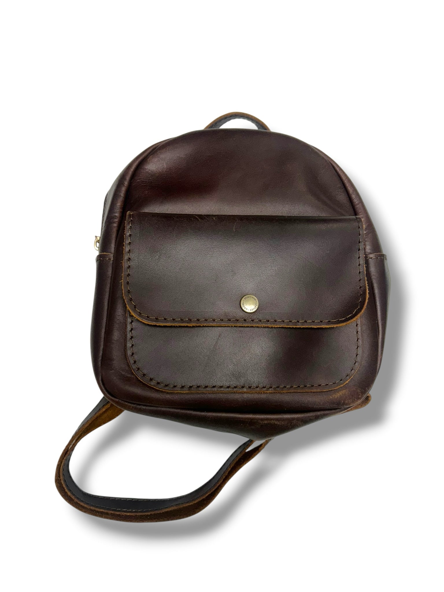 PORTLAND LEATHER GOODS LEATHER SNAP MINI BROWN BACKPACK