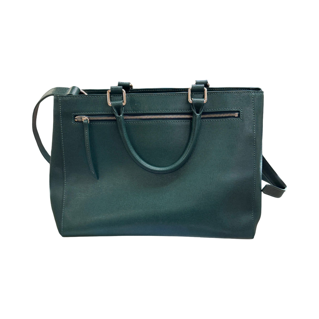 DOONEY & BOURKE SAFFIANO ZIP TOP SATCHEL FOREST GREEN