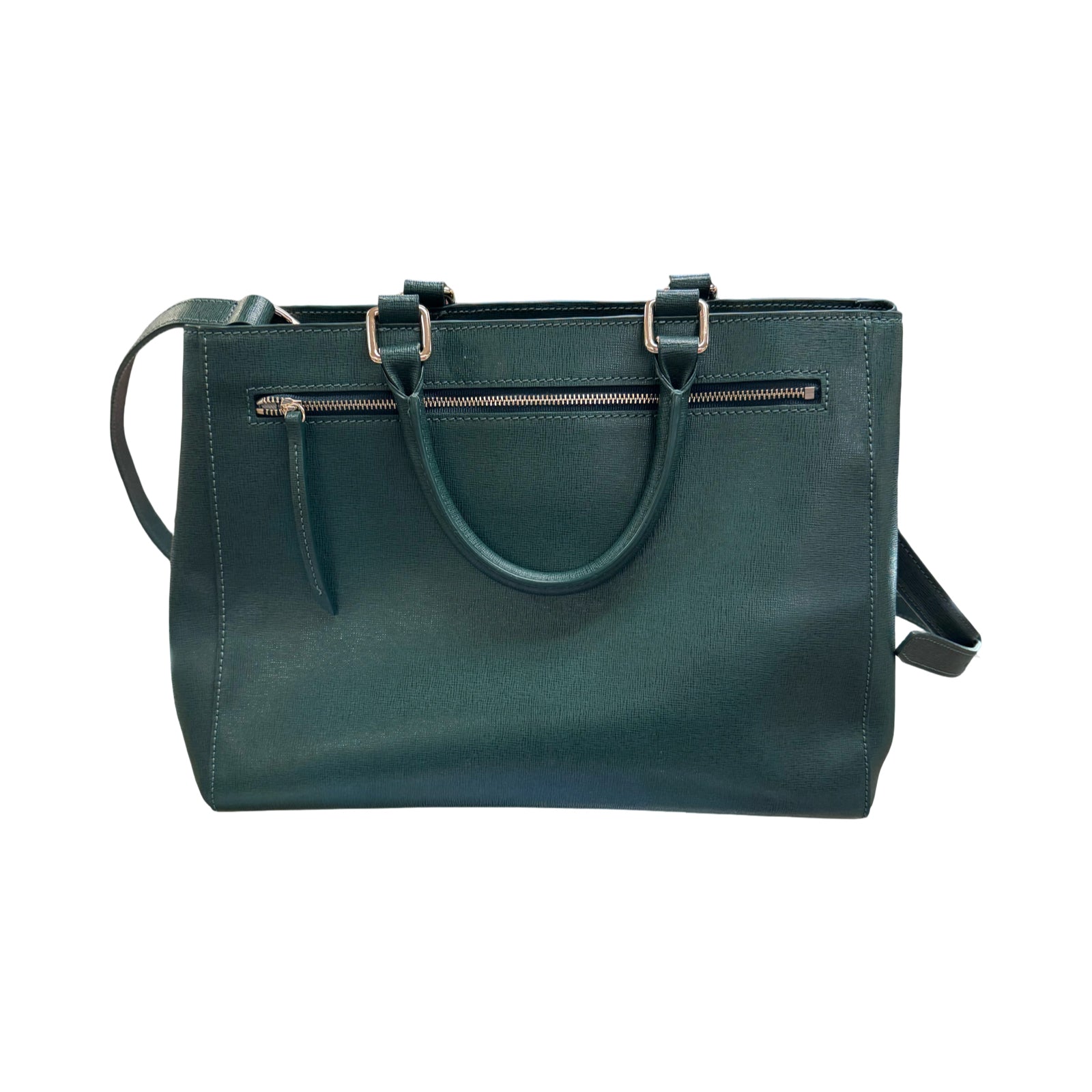 DOONEY & BOURKE SAFFIANO ZIP TOP SATCHEL FOREST GREEN