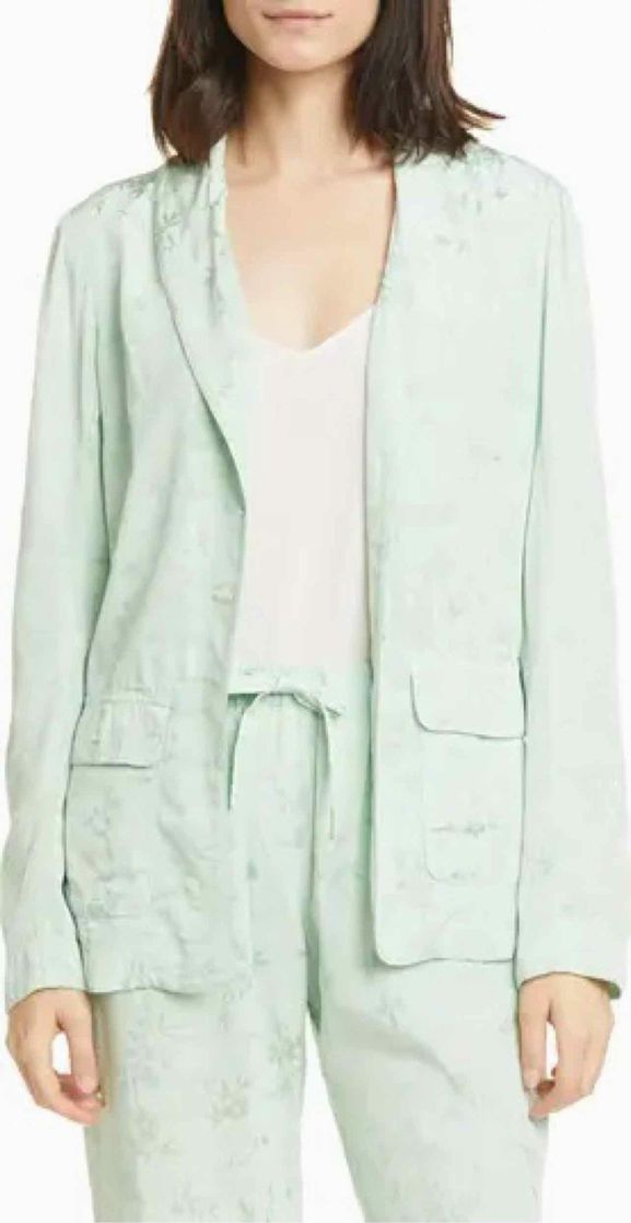 RAQUEL ALLEGRA SATIN FLORAL JACQUARD BLAZER SIZE: 0
