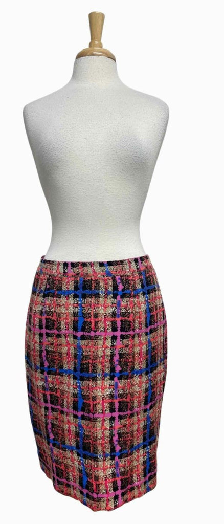 JCREW SILK ELECTRIC PLAID MULTI-COLOR SKIRT SIZE 8