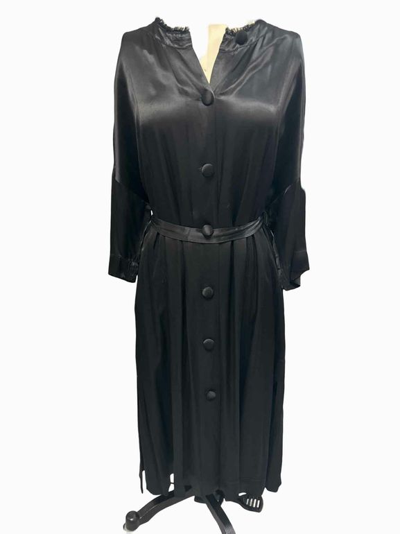 RAQUEL ALLEGRA SATIN BELTED SHIRT DRESS DROP SHOULDER SIDE SPLIT SIZE: 0