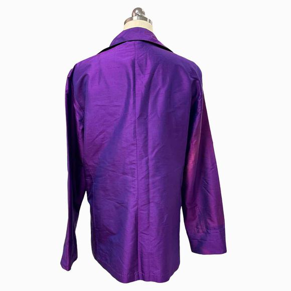 MARIKO IRRIDESCENT SILK LONG TOPPER PURPLE JACKET OPEN SIZE L