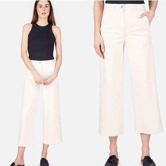 EVERLANE CROPPED WIDE LEG WHITE DENIM SIZE 16