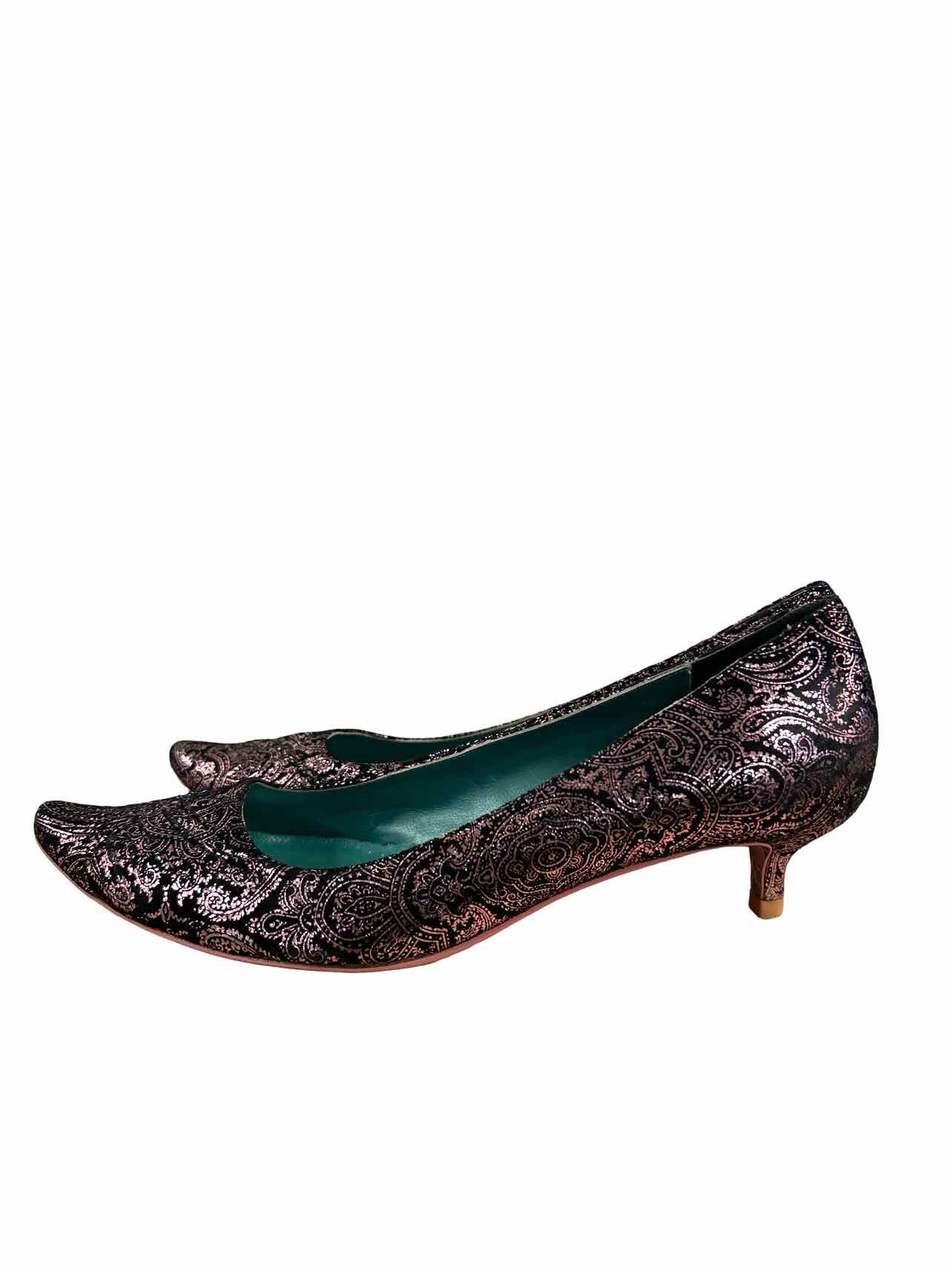 IRREGULAR CHOICE PAISLEY KITTEN HEELS SIZE: 39.5