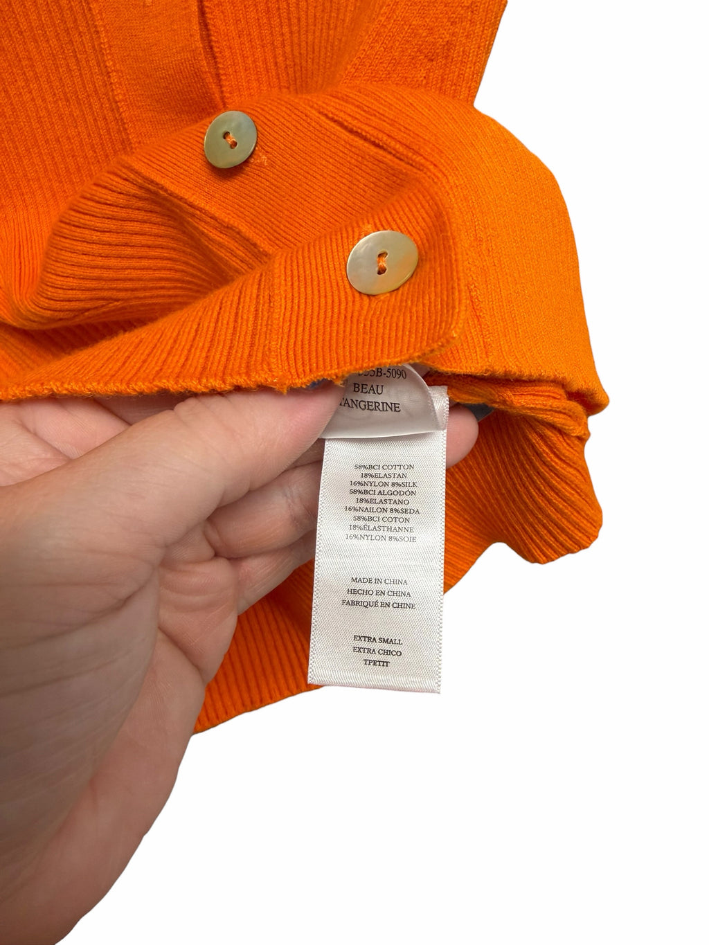 NWT RAILS BEAU RIBBED COTTON SILK BLEND MINI BUTTON ORANGE CARDIGAN SIZE XS