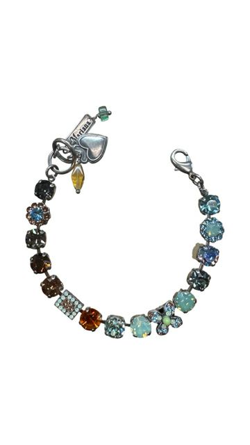 MARIANA SWAROVSKI CRYSTAL BEADS BROWN AQUA TENNIS BRACELET