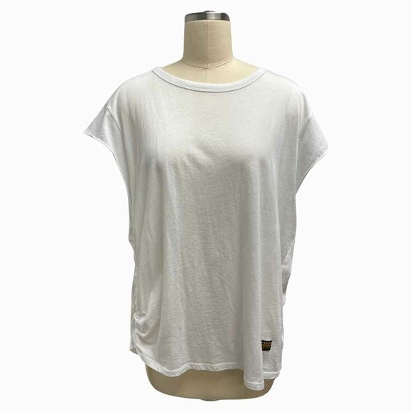 G-STAR RAW NWT! RUCHED SIDE CAP SLEEVE WHITE TEE SIZE XL