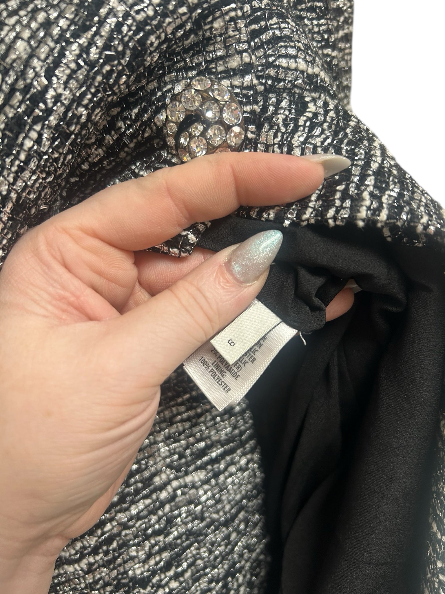 NWT ST JOHN CRYSTAL BUTTON METALLIC KNIT JACKET FALL 2022 SIZE 8