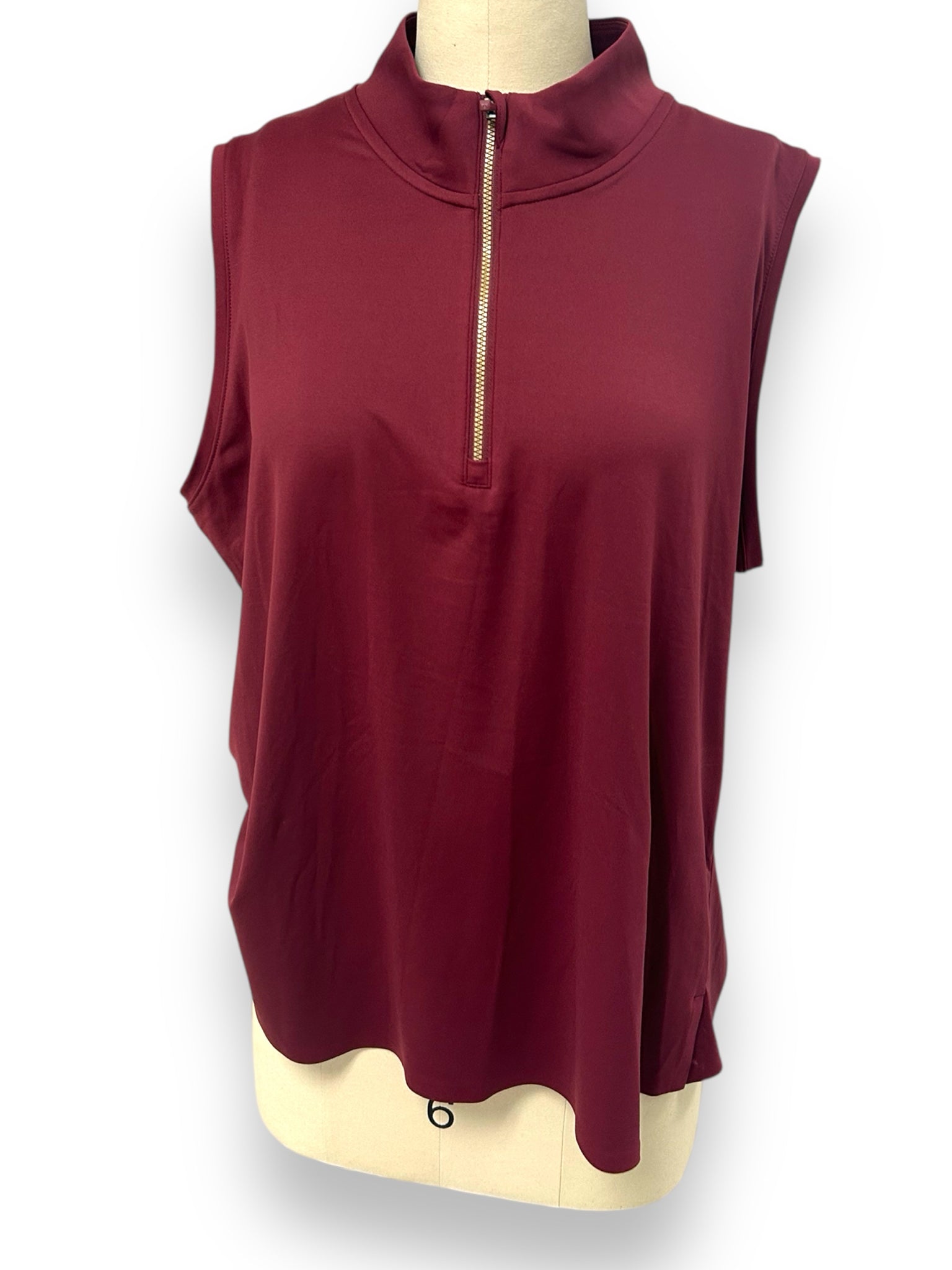 NWT RHONE SLEEVELESS COURSE TO COURT ZIP BURGUNDY TANK SIZE XXLARGE