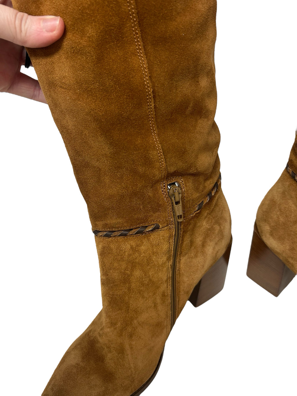 FREE PEOPLE WHIPSTITCH RILEY TALL BOOT BROWN SUEDE SIZE 41