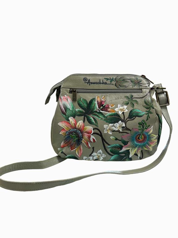 ANUSCHKA MULTI COMPARTMENT MEDIUM BAG HANDPAINTED FLORAL PASSION