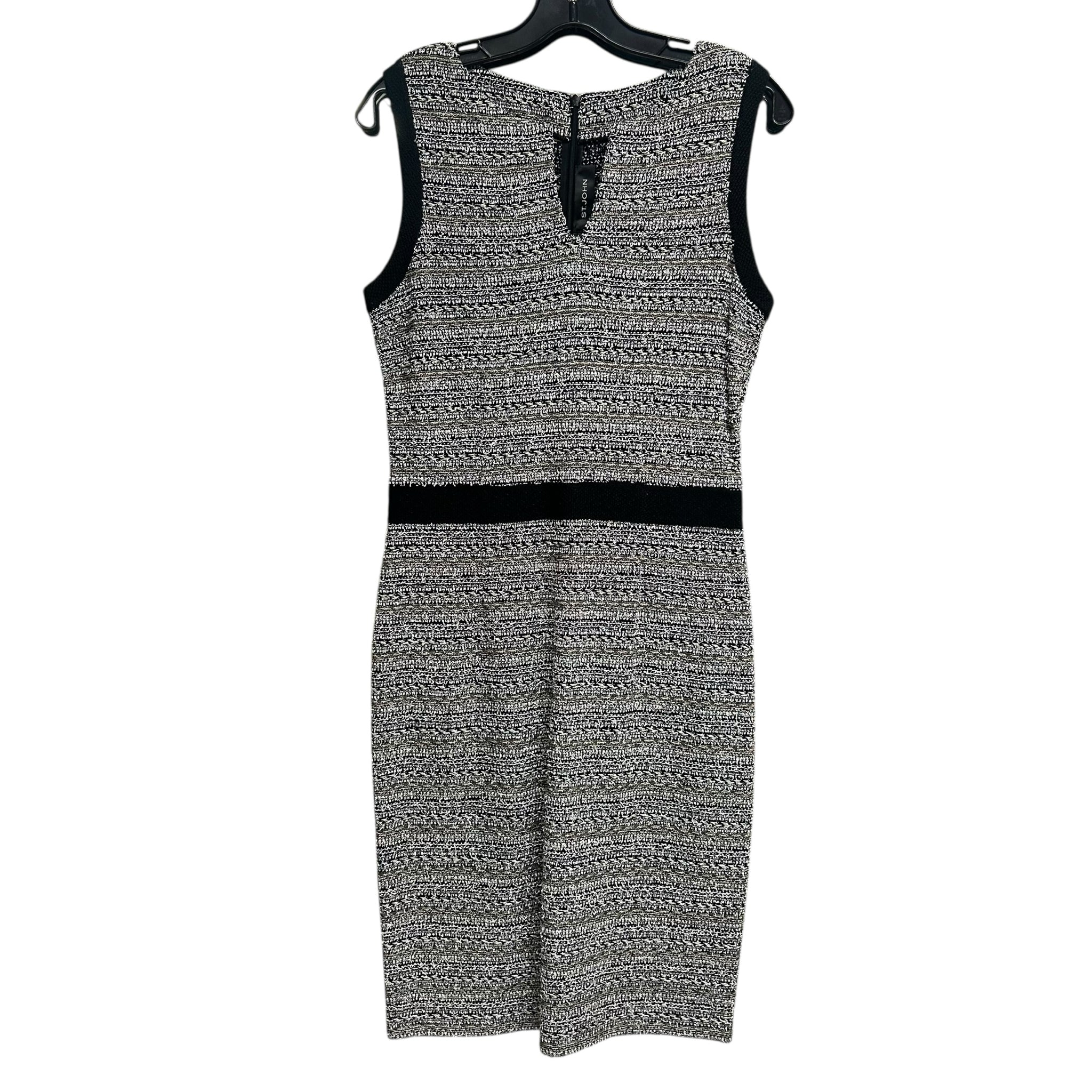 ST JOHN CAVIAR BLACK TEXTURED KNIT DRESS AND TOPPER JACKET SIZE 4