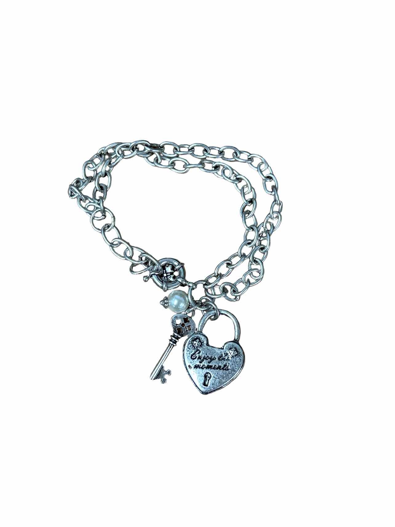 PATRICIA NASH LOCK AND KEY COLLECTION ENJOY THE MOMENTS DOUBLE STRAND CHARM BRACELET