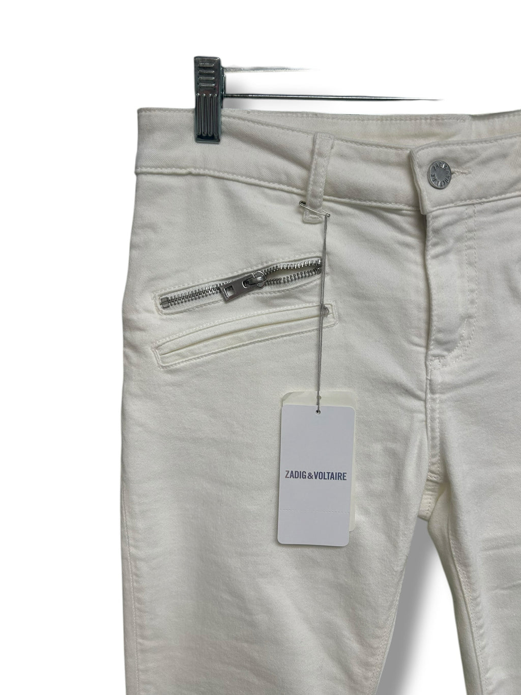 NWT ZADIG & VOLTAIRE AVA SLIM CUT WHITE ZIPPER JEANS SIZE 27