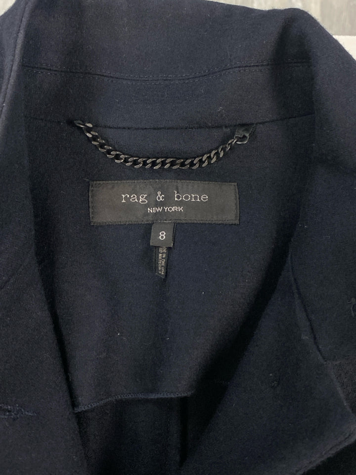 RAG & BONE SLADE JAPANESE WOOL BLAZER IN DEEP TRUE NAVY SIZE 8