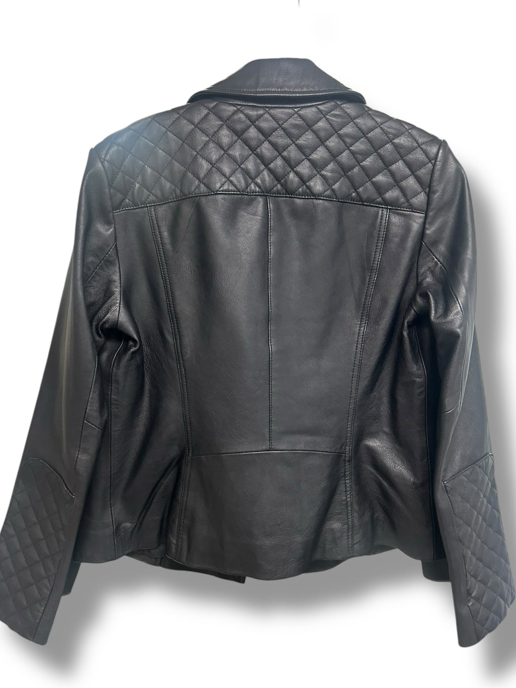 COLE HAAN WOMEN'S LAMB LEATHER BLACK MOTO ZIP UP JACKET SIZE SMALL
