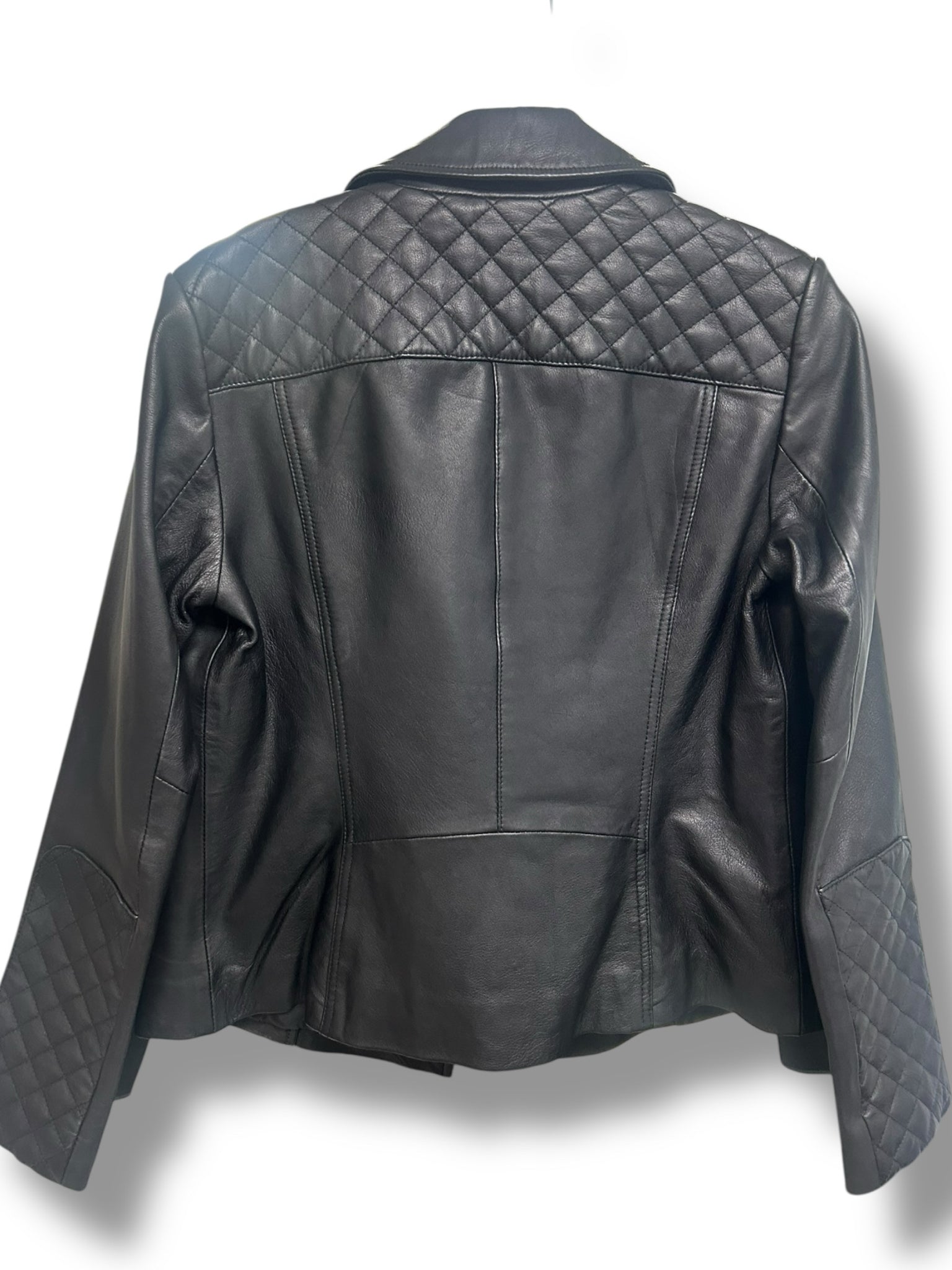 COLE HAAN WOMEN'S LAMB LEATHER BLACK MOTO ZIP UP JACKET SIZE SMALL