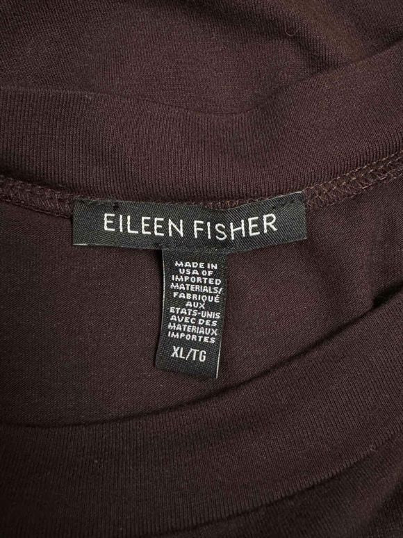 EILEEN FISHER ORGANIC COTTON STRETCH JERSEY KNIT BURGUNDY DRESS SPLIT HEM SIZE XL