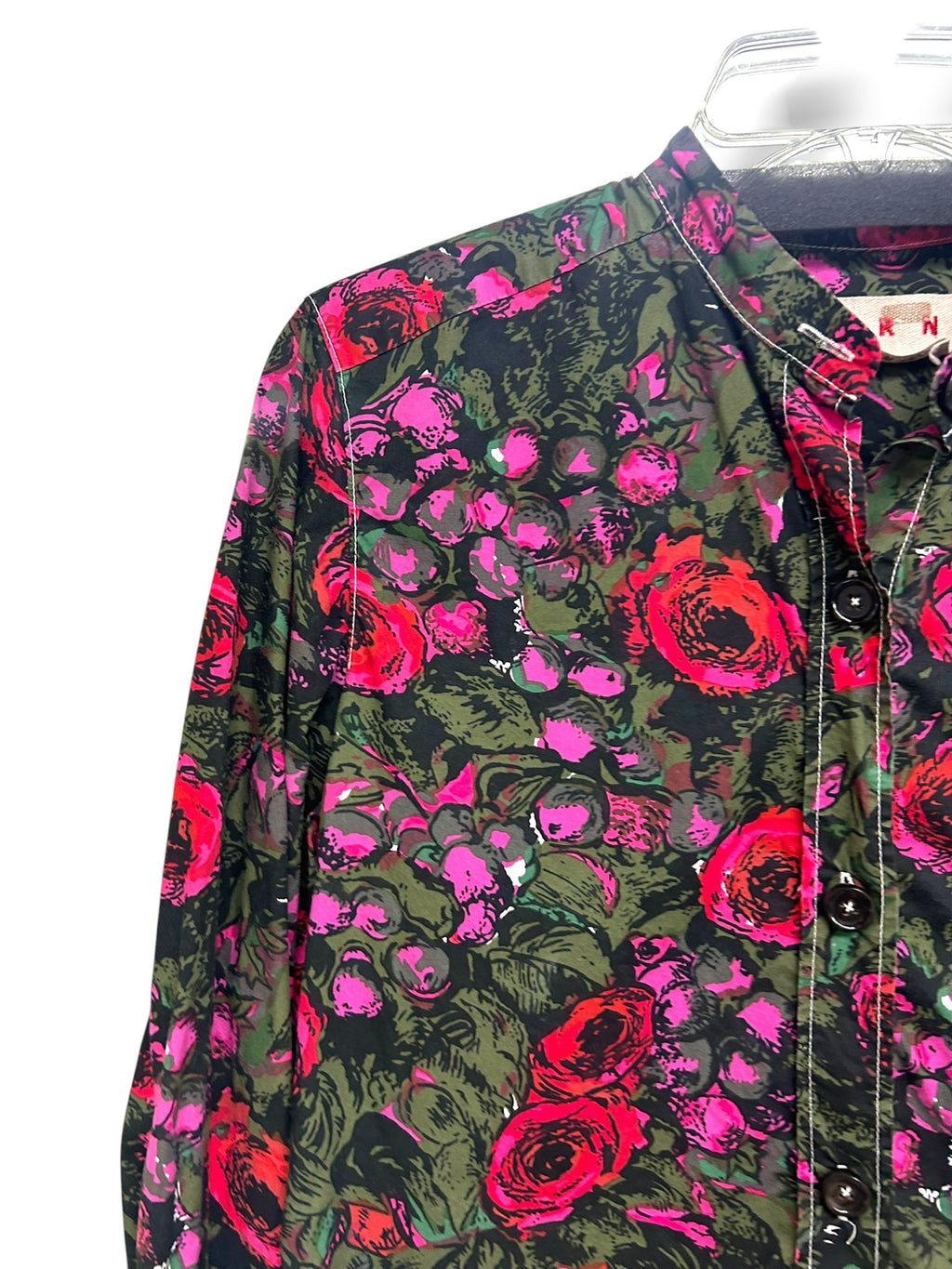 MARNI STARLIGHT FLORAL QUARTER BUTTON LONG SLEEVE BLOUSE US 4