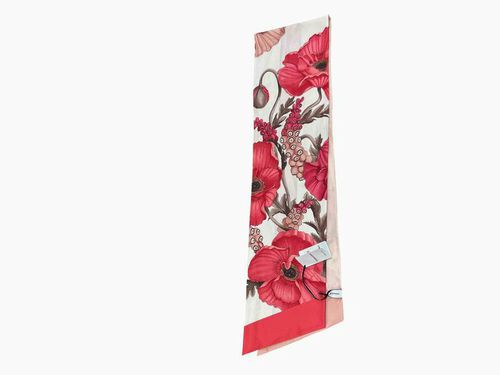 FERRAGAMO NWT BANDEAU POPPIES 100% SILK SCARF