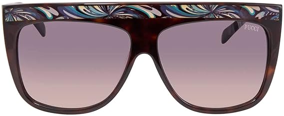 EMILIO PUCCI EP 08 SQUARE FLAT TOP DARK BROWN/BLUES SUNGLASSES