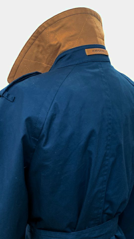 COACH ICON SHORT TRENCH COAT TRUE NAVY SIZE SMALL