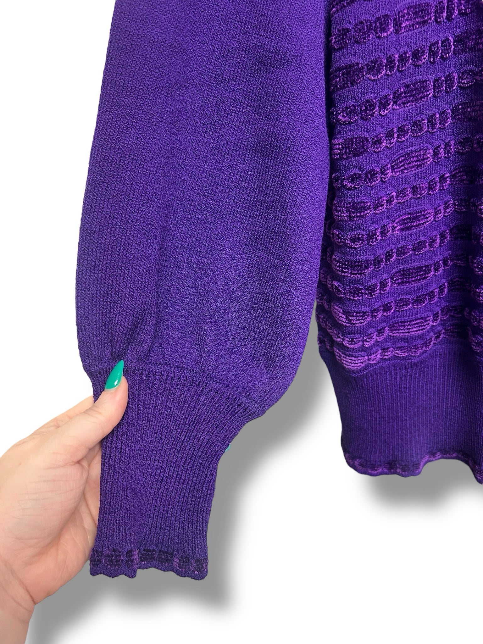 ST JOHN SANTANA KNIT CHENILLE DETAIL FULL ZIP PURPLE SIZE 14