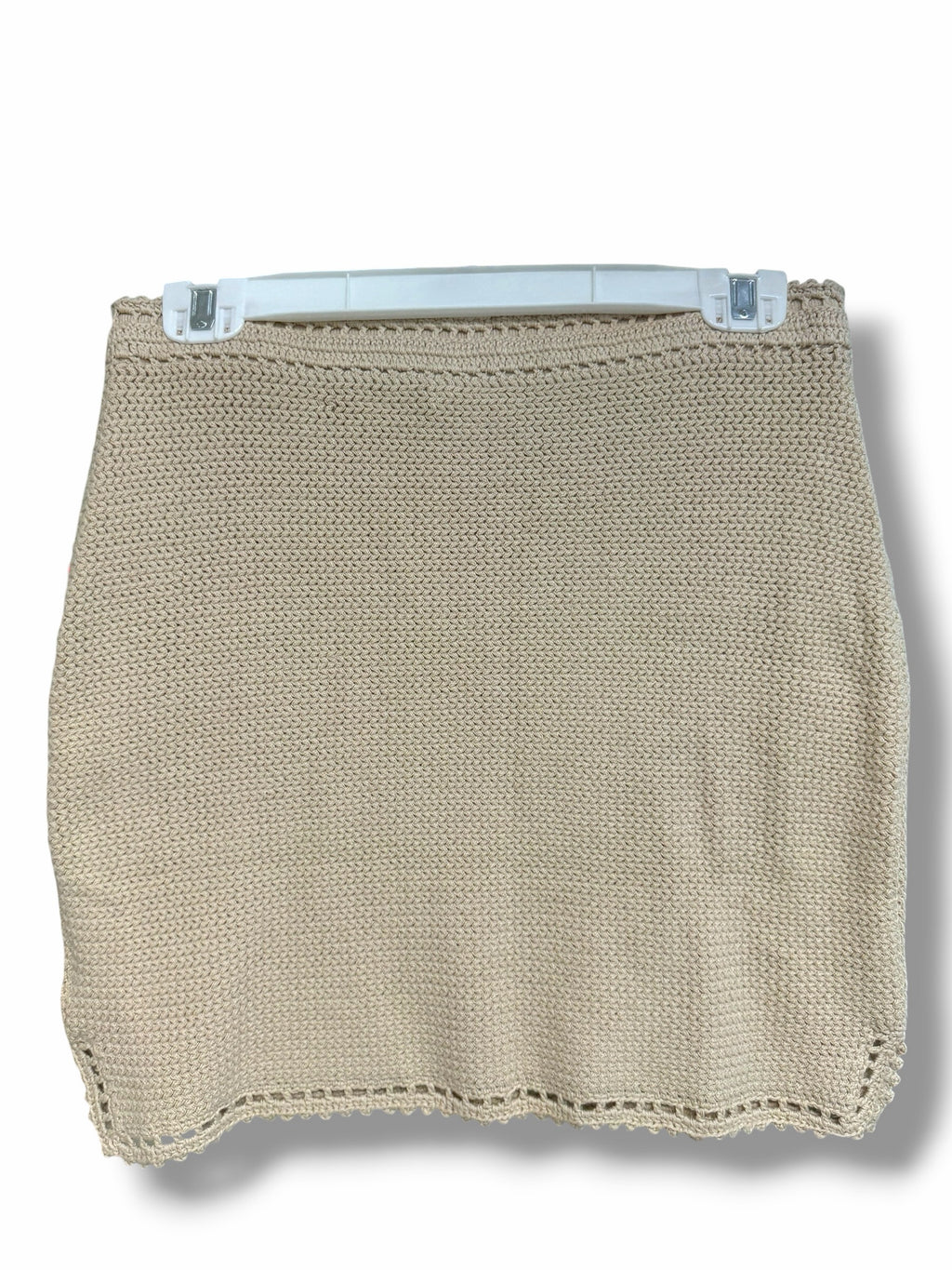 NWT J.CREW TAN SWEATER MINI KNIT SKIRT WITH CROCHET TRIM SIZE SMALL