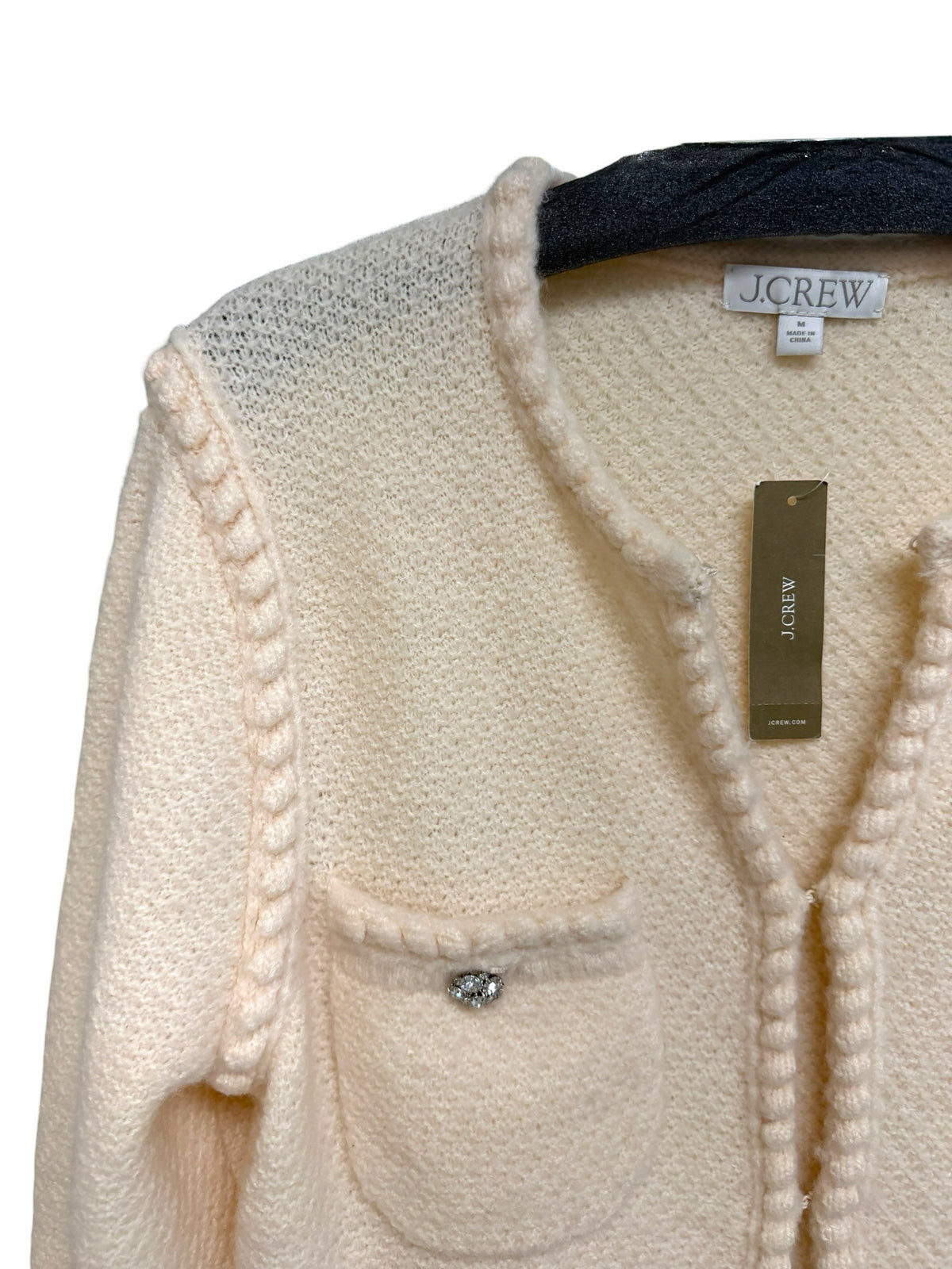 NWT J.CREW ODETTE EMBELLISHED WOOL ALPACA CREAM LADY SWEATER SIZE MEDIUM